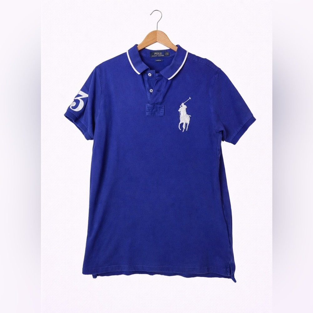 Polo Ralph Lauren Big Pony Polo Shirt Large Royal Blue Y2K Preppy Classic￼